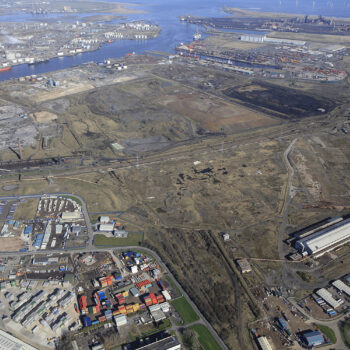 1 - Aerial view of the wider Teesworks site looking across the South Bank Zone