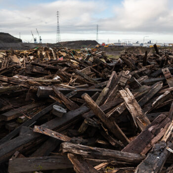 17 - Piles of former railway sleepers from site